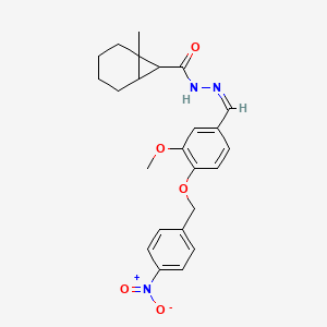 molecular formula C24H27N3O5 B5347404 N-[(Z)-[3-methoxy-4-[(4-nitrophenyl)methoxy]phenyl]methylideneamino]-1-methylbicyclo[4.1.0]heptane-7-carboxamide 