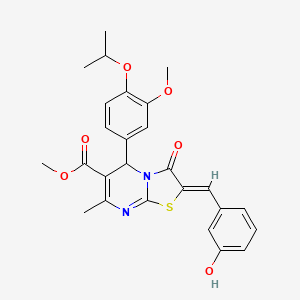 molecular formula C26H26N2O6S B5347428 methyl 2-(3-hydroxybenzylidene)-5-(4-isopropoxy-3-methoxyphenyl)-7-methyl-3-oxo-2,3-dihydro-5H-[1,3]thiazolo[3,2-a]pyrimidine-6-carboxylate 