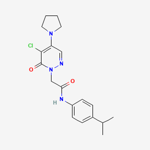 molecular formula C19H23ClN4O2 B5347459 2-[5-chloro-6-oxo-4-(1-pyrrolidinyl)-1(6H)-pyridazinyl]-N-(4-isopropylphenyl)acetamide 