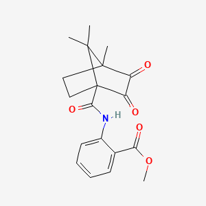 molecular formula C19H21NO5 B5347509 methyl 2-{[(4,7,7-trimethyl-2,3-dioxobicyclo[2.2.1]hept-1-yl)carbonyl]amino}benzoate 
