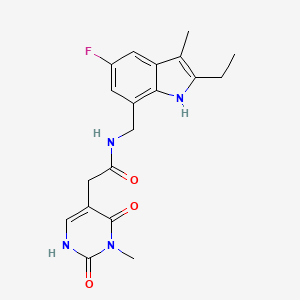 molecular formula C19H21FN4O3 B5347522 N-[(2-ethyl-5-fluoro-3-methyl-1H-indol-7-yl)methyl]-2-(3-methyl-2,4-dioxo-1,2,3,4-tetrahydropyrimidin-5-yl)acetamide 