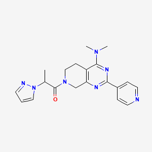molecular formula C20H23N7O B5347586 N,N-dimethyl-7-[2-(1H-pyrazol-1-yl)propanoyl]-2-(4-pyridinyl)-5,6,7,8-tetrahydropyrido[3,4-d]pyrimidin-4-amine 