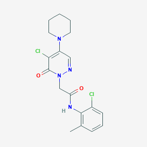 molecular formula C18H20Cl2N4O2 B5347612 N-(2-chloro-6-methylphenyl)-2-[5-chloro-6-oxo-4-(1-piperidinyl)-1(6H)-pyridazinyl]acetamide 