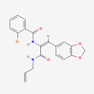 molecular formula C20H17BrN2O4 B5347678 N-[(E)-1-(1,3-benzodioxol-5-yl)-3-oxo-3-(prop-2-enylamino)prop-1-en-2-yl]-2-bromobenzamide 