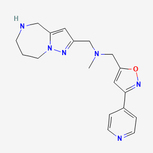 molecular formula C18H22N6O B5347696 N-methyl-1-[3-(4-pyridinyl)-5-isoxazolyl]-N-(5,6,7,8-tetrahydro-4H-pyrazolo[1,5-a][1,4]diazepin-2-ylmethyl)methanamine 