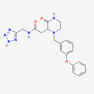 molecular formula C21H23N7O3 B5347771 2-[3-oxo-1-(3-phenoxybenzyl)-2-piperazinyl]-N-(1H-tetrazol-5-ylmethyl)acetamide 