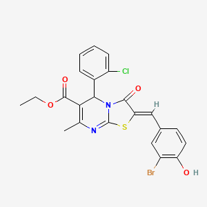molecular formula C23H18BrClN2O4S B5347835 ethyl (2Z)-2-[(3-bromo-4-hydroxyphenyl)methylidene]-5-(2-chlorophenyl)-7-methyl-3-oxo-5H-[1,3]thiazolo[3,2-a]pyrimidine-6-carboxylate 
