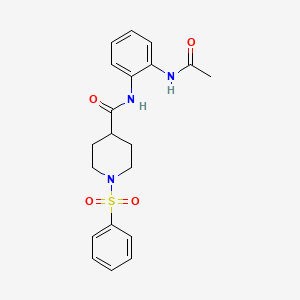 molecular formula C20H23N3O4S B5347918 N-[2-(acetylamino)phenyl]-1-(phenylsulfonyl)-4-piperidinecarboxamide 