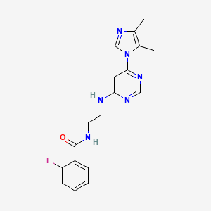 molecular formula C18H19FN6O B5347947 N-(2-{[6-(4,5-dimethyl-1H-imidazol-1-yl)-4-pyrimidinyl]amino}ethyl)-2-fluorobenzamide 