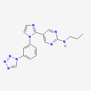 molecular formula C17H17N9 B5347971 N-propyl-5-{1-[3-(1H-tetrazol-1-yl)phenyl]-1H-imidazol-2-yl}pyrimidin-2-amine 
