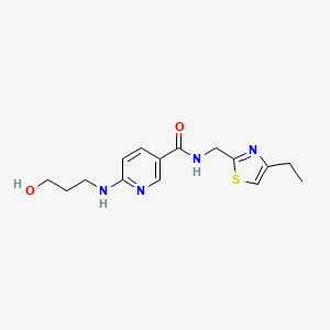 molecular formula C15H20N4O2S B5347981 N-[(4-ethyl-1,3-thiazol-2-yl)methyl]-6-[(3-hydroxypropyl)amino]nicotinamide 