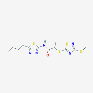 molecular formula C12H17N5OS4 B5348055 N-(5-butyl-1,3,4-thiadiazol-2-yl)-2-{[3-(methylthio)-1,2,4-thiadiazol-5-yl]thio}propanamide 