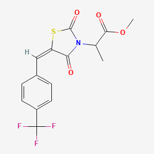 molecular formula C15H12F3NO4S B5348179 methyl 2-{(5E)-2,4-dioxo-5-[4-(trifluoromethyl)benzylidene]-1,3-thiazolidin-3-yl}propanoate 