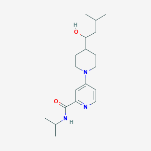 molecular formula C19H31N3O2 B5348211 4-[4-(1-hydroxy-3-methylbutyl)-1-piperidinyl]-N-isopropyl-2-pyridinecarboxamide 