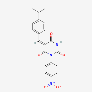 molecular formula C20H17N3O5 B5348248 (5E)-1-(4-nitrophenyl)-5-[(4-propan-2-ylphenyl)methylidene]-1,3-diazinane-2,4,6-trione 