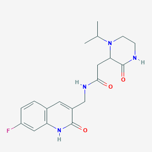 molecular formula C19H23FN4O3 B5348268 N-[(7-fluoro-2-oxo-1,2-dihydro-3-quinolinyl)methyl]-2-(1-isopropyl-3-oxo-2-piperazinyl)acetamide 