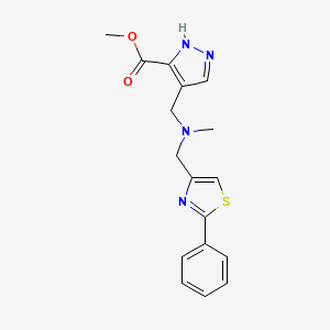 molecular formula C17H18N4O2S B5348275 methyl 4-({methyl[(2-phenyl-1,3-thiazol-4-yl)methyl]amino}methyl)-1H-pyrazole-3-carboxylate 