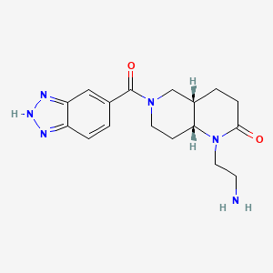 molecular formula C17H22N6O2 B5348349 rel-(4aS,8aR)-1-(2-aminoethyl)-6-(1H-1,2,3-benzotriazol-5-ylcarbonyl)octahydro-1,6-naphthyridin-2(1H)-one hydrochloride 