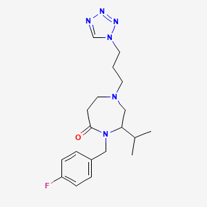 molecular formula C19H27FN6O B5348494 4-(4-fluorobenzyl)-3-isopropyl-1-[3-(1H-tetrazol-1-yl)propyl]-1,4-diazepan-5-one 