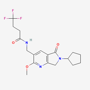molecular formula C18H22F3N3O3 B5348511 N-[(6-cyclopentyl-2-methoxy-5-oxo-6,7-dihydro-5H-pyrrolo[3,4-b]pyridin-3-yl)methyl]-4,4,4-trifluorobutanamide 