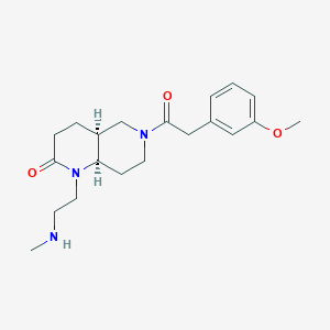 molecular formula C20H29N3O3 B5348593 rel-(4aS,8aR)-6-[(3-methoxyphenyl)acetyl]-1-[2-(methylamino)ethyl]octahydro-1,6-naphthyridin-2(1H)-one hydrochloride 
