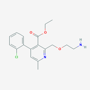 molecular formula C18H21ClN2O3 B053486 Ethyl 2-((2-aminoethoxy)methyl)-4-(2-chlorophenyl)-6-methylnicotinate CAS No. 113994-36-8