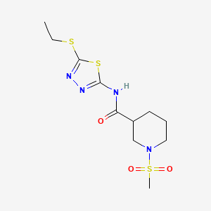 molecular formula C11H18N4O3S3 B5348600 N-[5-(ethylthio)-1,3,4-thiadiazol-2-yl]-1-(methylsulfonyl)-3-piperidinecarboxamide 
