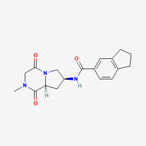 molecular formula C18H21N3O3 B5348706 N-[(7S,8aS)-2-methyl-1,4-dioxooctahydropyrrolo[1,2-a]pyrazin-7-yl]indane-5-carboxamide 