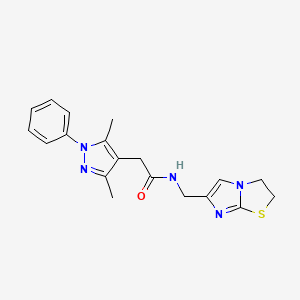 molecular formula C19H21N5OS B5348725 N-(2,3-dihydroimidazo[2,1-b][1,3]thiazol-6-ylmethyl)-2-(3,5-dimethyl-1-phenyl-1H-pyrazol-4-yl)acetamide 