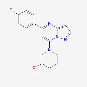 molecular formula C18H19FN4O B5348757 5-(4-fluorophenyl)-7-(3-methoxy-1-piperidinyl)pyrazolo[1,5-a]pyrimidine 