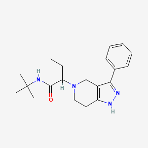molecular formula C20H28N4O B5348829 N-tert-butyl-2-(3-phenyl-1,4,6,7-tetrahydropyrazolo[4,3-c]pyridin-5-yl)butanamide 