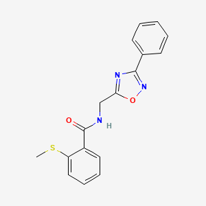 molecular formula C17H15N3O2S B5348842 2-(methylthio)-N-[(3-phenyl-1,2,4-oxadiazol-5-yl)methyl]benzamide 