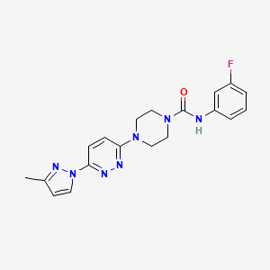 molecular formula C19H20FN7O B5348918 N-(3-fluorophenyl)-4-[6-(3-methyl-1H-pyrazol-1-yl)-3-pyridazinyl]-1-piperazinecarboxamide 