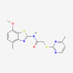 molecular formula C16H16N4O2S2 B5349142 N-(7-methoxy-4-methyl-1,3-benzothiazol-2-yl)-2-(4-methylpyrimidin-2-yl)sulfanylacetamide 