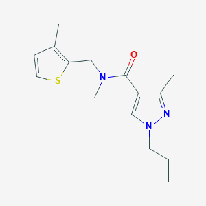 molecular formula C15H21N3OS B5349309 N,3-dimethyl-N-[(3-methyl-2-thienyl)methyl]-1-propyl-1H-pyrazole-4-carboxamide 