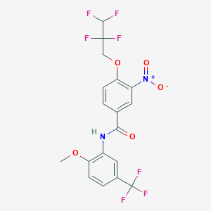 molecular formula C18H13F7N2O5 B5351885 N-[2-methoxy-5-(trifluoromethyl)phenyl]-3-nitro-4-(2,2,3,3-tetrafluoropropoxy)benzamide 