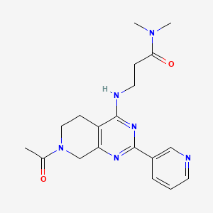 molecular formula C19H24N6O2 B5352225 N~3~-(7-acetyl-2-pyridin-3-yl-5,6,7,8-tetrahydropyrido[3,4-d]pyrimidin-4-yl)-N~1~,N~1~-dimethyl-beta-alaninamide 
