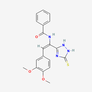 molecular formula C19H18N4O3S B5352239 N-[(E)-2-(3,4-dimethoxyphenyl)-1-(5-sulfanylidene-1,2-dihydro-1,2,4-triazol-3-yl)ethenyl]benzamide 