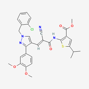 molecular formula C31H29ClN4O5S B5352339 methyl 2-({3-[1-(2-chlorobenzyl)-3-(3,4-dimethoxyphenyl)-1H-pyrazol-4-yl]-2-cyanoacryloyl}amino)-5-isopropyl-3-thiophenecarboxylate 