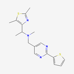 molecular formula C17H20N4S2 B5352407 1-(2,5-dimethyl-1,3-thiazol-4-yl)-N-methyl-N-{[2-(2-thienyl)-5-pyrimidinyl]methyl}ethanamine 