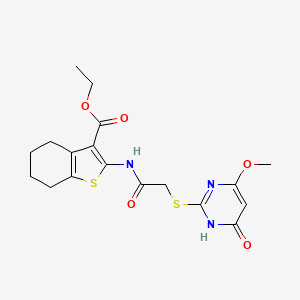 molecular formula C18H21N3O5S2 B5352526 ETHYL 2-{2-[(4-METHOXY-6-OXO-1,6-DIHYDROPYRIMIDIN-2-YL)SULFANYL]ACETAMIDO}-4,5,6,7-TETRAHYDRO-1-BENZOTHIOPHENE-3-CARBOXYLATE 