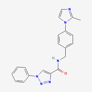 molecular formula C20H18N6O B5352553 N-[4-(2-methyl-1H-imidazol-1-yl)benzyl]-1-phenyl-1H-1,2,3-triazole-4-carboxamide 