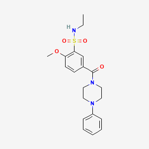 molecular formula C20H25N3O4S B5352571 N-ethyl-2-methoxy-5-[(4-phenylpiperazin-1-yl)carbonyl]benzenesulfonamide 