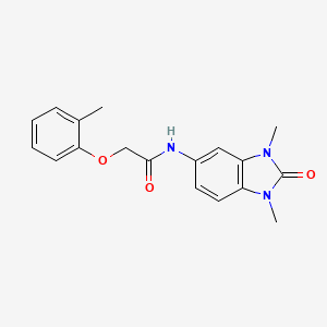 molecular formula C18H19N3O3 B5352593 N-(1,3-dimethyl-2-oxo-2,3-dihydro-1H-benzimidazol-5-yl)-2-(2-methylphenoxy)acetamide 