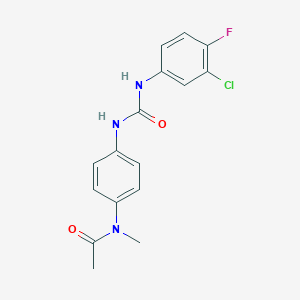 molecular formula C16H15ClFN3O2 B5352664 N-(4-{[(3-chloro-4-fluorophenyl)carbamoyl]amino}phenyl)-N-methylacetamide 