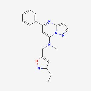 molecular formula C19H19N5O B5352765 N-[(3-ethyl-5-isoxazolyl)methyl]-N-methyl-5-phenylpyrazolo[1,5-a]pyrimidin-7-amine 