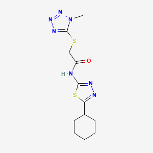 molecular formula C12H17N7OS2 B5352877 N-(5-cyclohexyl-1,3,4-thiadiazol-2-yl)-2-[(1-methyl-1H-tetrazol-5-yl)sulfanyl]acetamide 