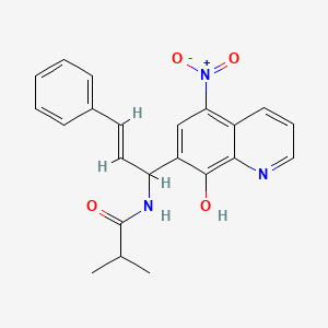 molecular formula C22H21N3O4 B5353028 N-[(E)-1-(8-hydroxy-5-nitroquinolin-7-yl)-3-phenylprop-2-enyl]-2-methylpropanamide 