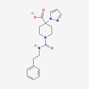molecular formula C18H22N4O3 B5353064 1-{[(2-phenylethyl)amino]carbonyl}-4-(1H-pyrazol-1-yl)piperidine-4-carboxylic acid 