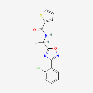 molecular formula C15H12ClN3O2S B5353078 N-{1-[3-(2-chlorophenyl)-1,2,4-oxadiazol-5-yl]ethyl}-2-thiophenecarboxamide 